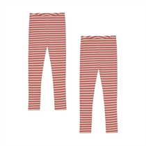 BIRKHOLM 2-Pak Stribede Rib Leggings Hindbær Rosa & Solskins Gul
